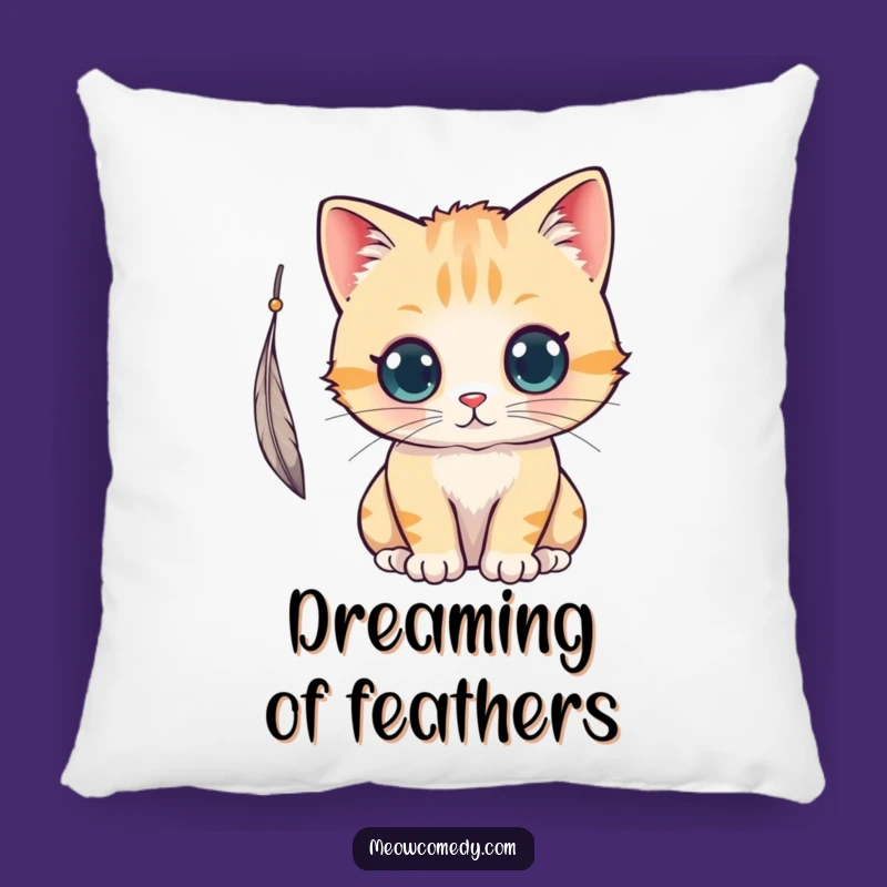 Funny Kawaii Cat Feather Play Pillow: Cozy Cuteness for Playful Moments