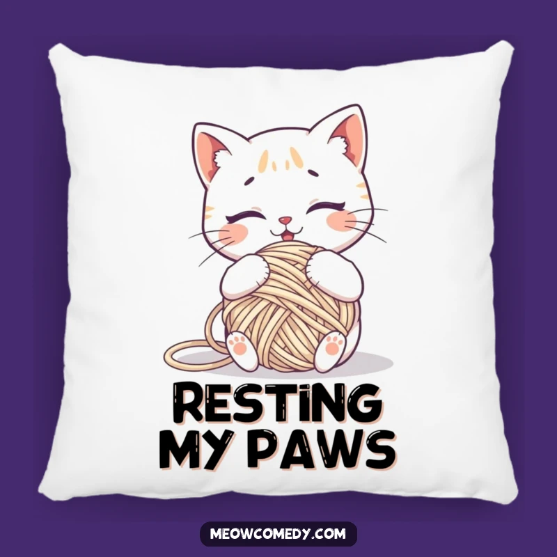 Funny Kawaii Cat Yarn Tangled Pillow: Soft and Comical Cushion Gift