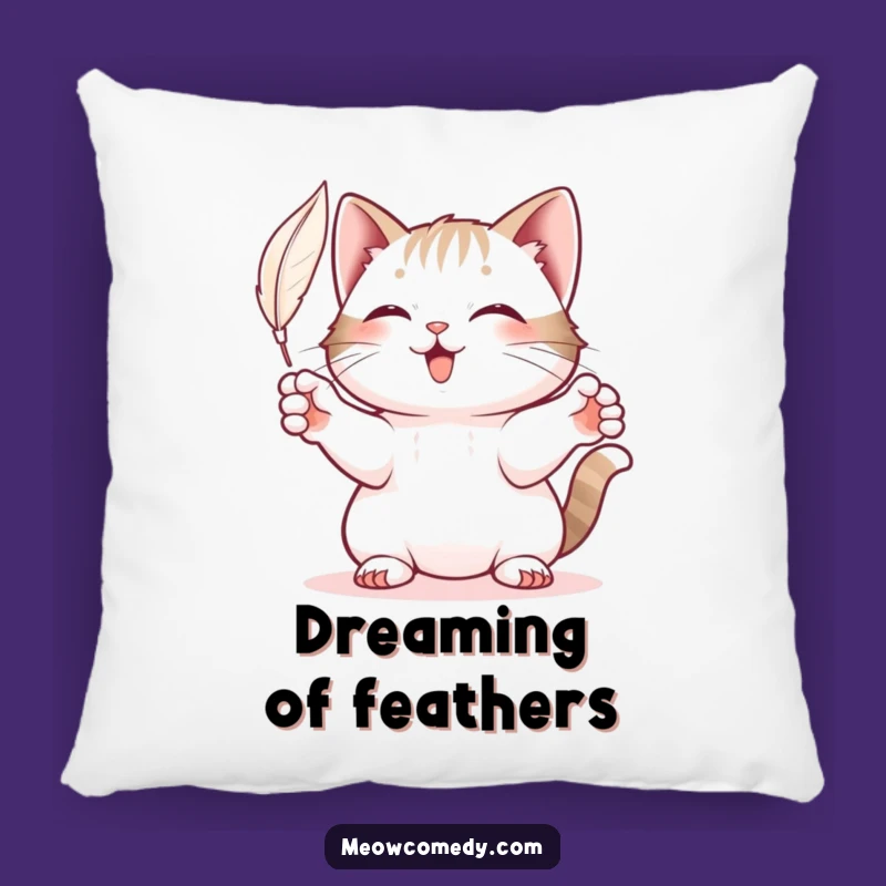 Funny Playful Cat Pillow: Cozy Comfort with a Furry Friend's Feather Antics
