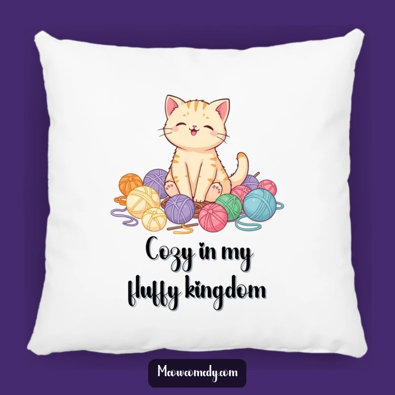 Soft Funny Kawaii Cat Pillow, Cozy Gift for Yarn Lovers