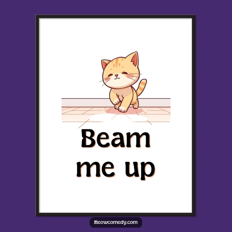 Funny Kawaii Cat Light Beam Digital Art - Instant Playful Fun Gift