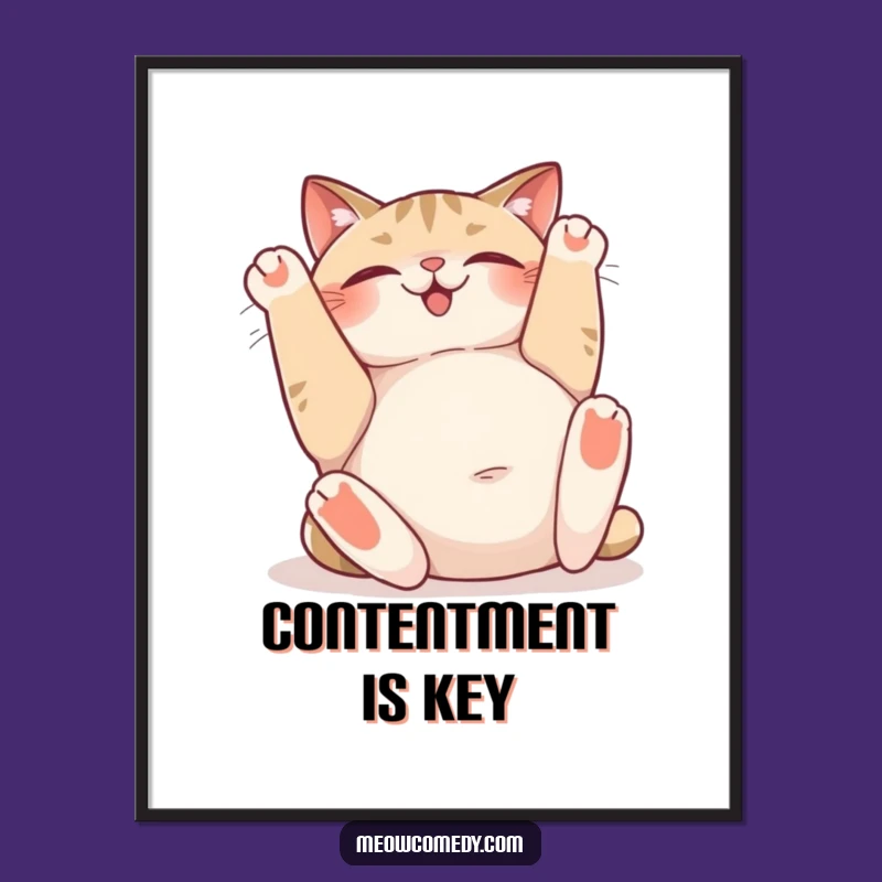 Funny Cat Digital Art: Happy Sighing Kitty - Instant Decor Gift!