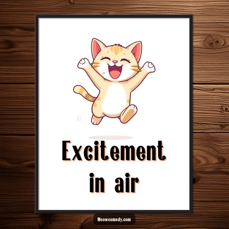 Funny Cat Leap Digital Art: an energetic cat cub, leaping with excitement, a downloadable print for instant dynamic decor.
