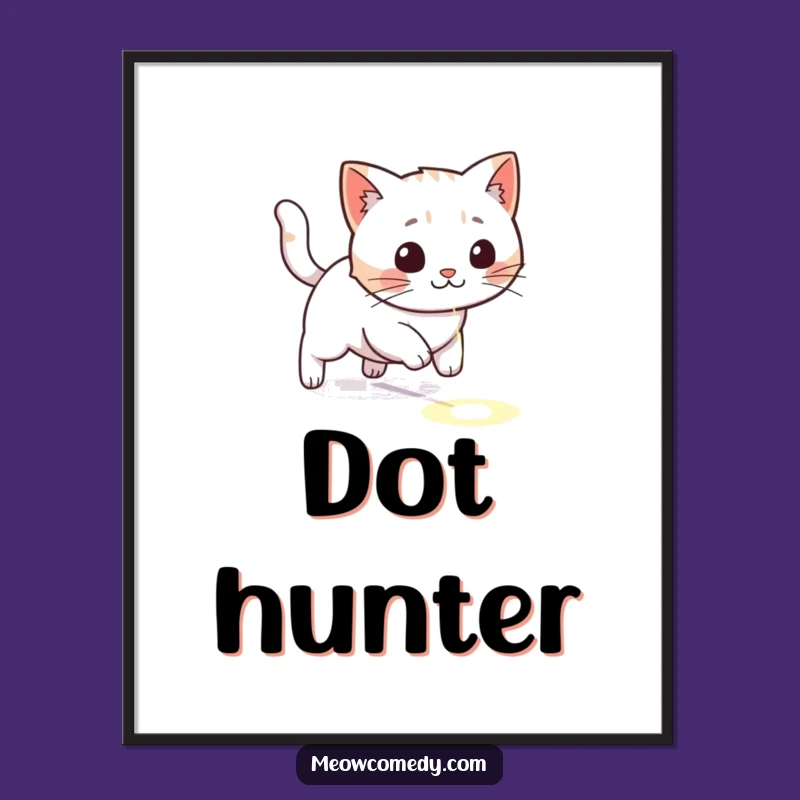 Funny Kawaii Cat Laser Dot Digital Art: Playful Kitty Print, Hilarious Gift Download