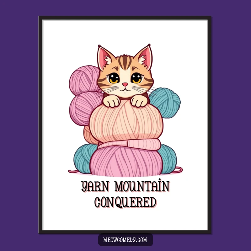 Funny Mischievous Cat Yarn Digital Art: Instant Crafty Decor, Perfect Printable Funny Gift