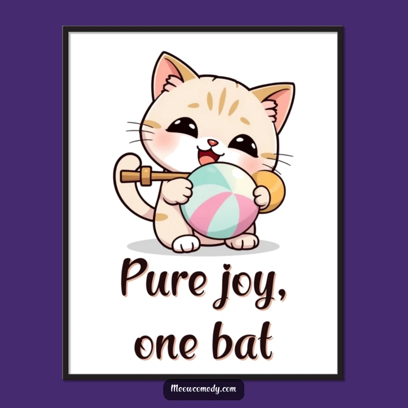 Funny Kawaii Cat Ball Play Print: Adorable Decor