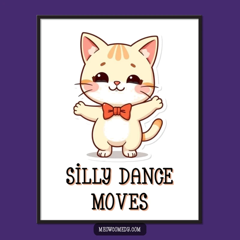 Funny Kawaii Cat Dance Digital Art: Instant Whimsy Gift