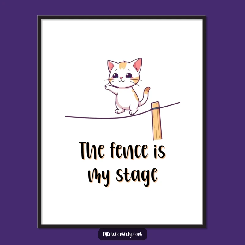 Funny Cat Tightrope Walker Print: Hilarious Art for Wall Decor