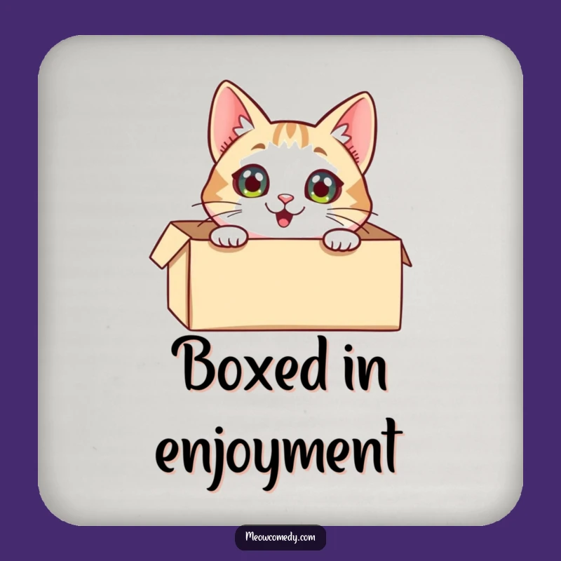Funny Excited Cat Coaster: Box Kitty Table Protection - Stylish Fun