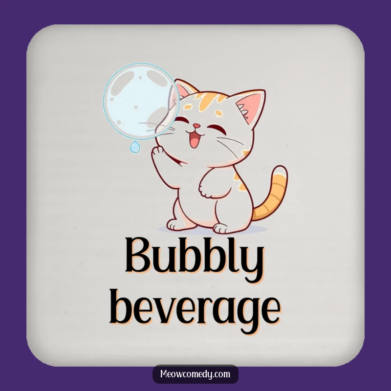 Funny Kawaii Cat Bubble Fun Coaster, Protect Surfaces with Playfulness