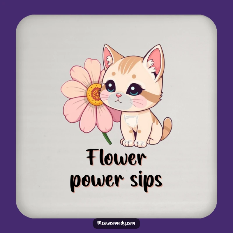 Funny Cat Flower Sniff Coaster Set - Hilarious Protection for Nature Lovers Gift