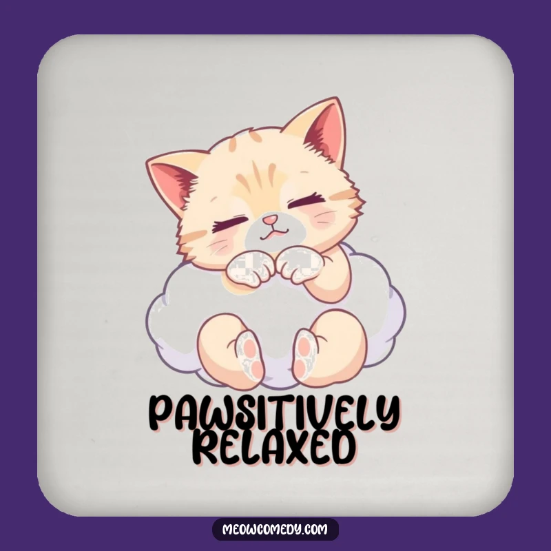 Funny Cat Kneading Cloud Coaster: Protect Surfaces with Serene Feline Art