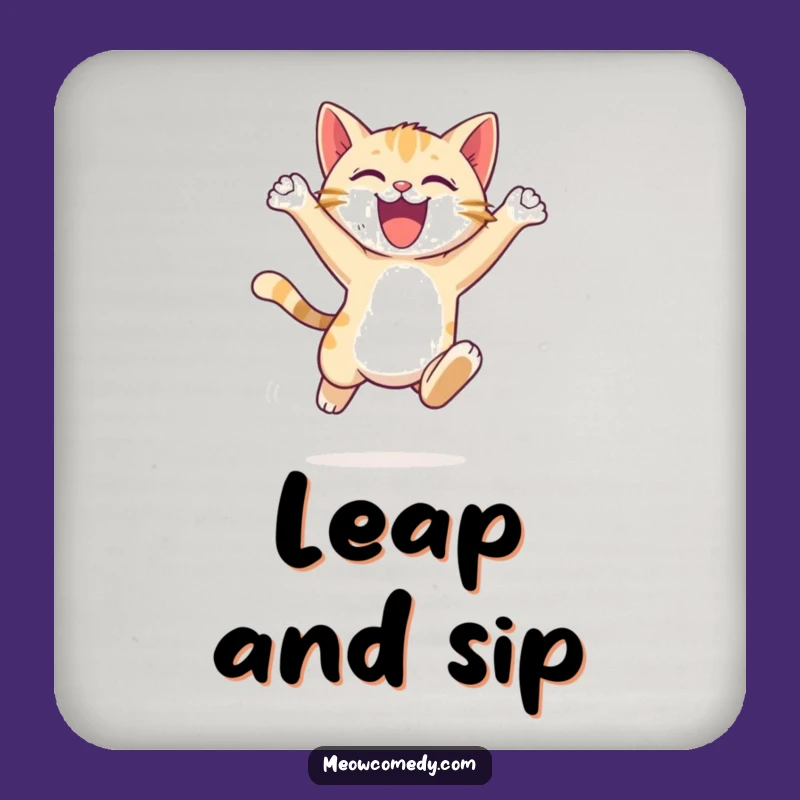 Funny Cat Leap Coaster Set: Protect Surfaces Dynamically