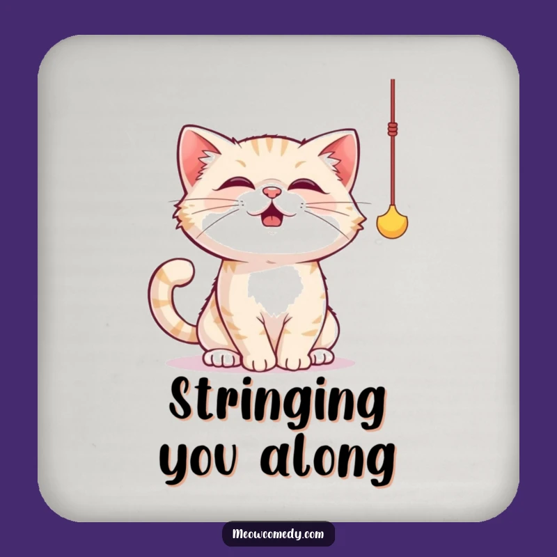 Funny Cat String Toy Coaster Set: Protect Surfaces with Playful Cat Humor