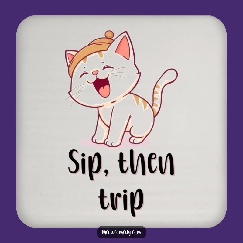 Funny Cat Tripping Coaster: Protect Surfaces with Feline Fumbles