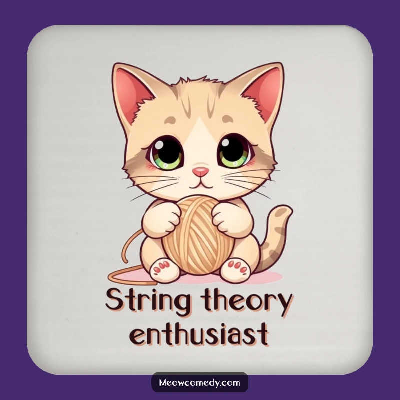 Funny Cat Yarn Drink Coaster - Protect Surfaces with Playful Kitten Art