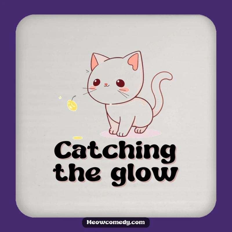 Funny Curious Cat Coaster: Firefly Night Table Protection - Stylish Fun