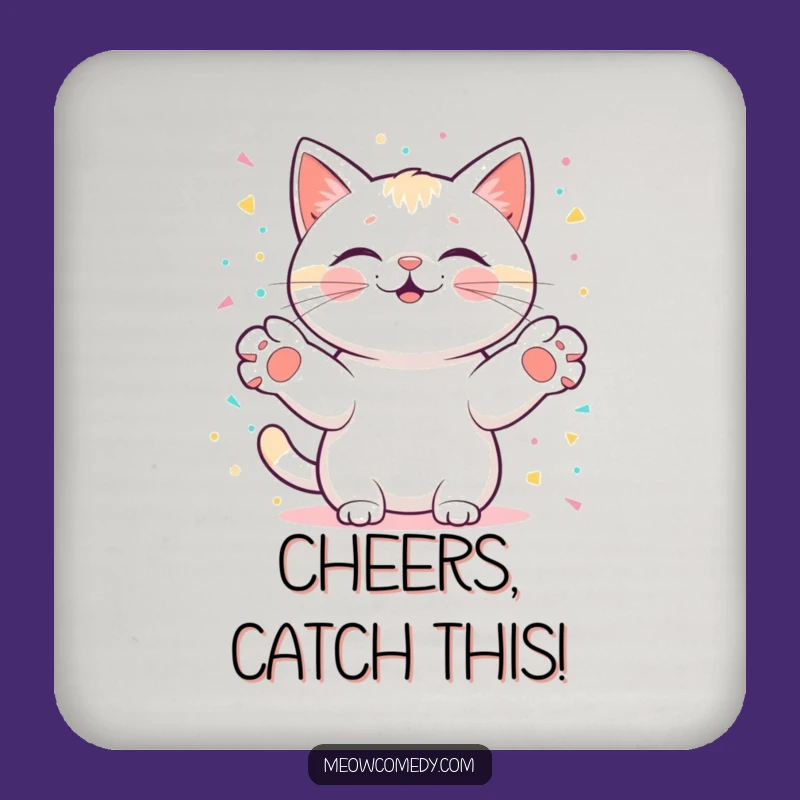 Funny Kawaii Cat Confetti Coaster: Protect Surfaces, Party Gift