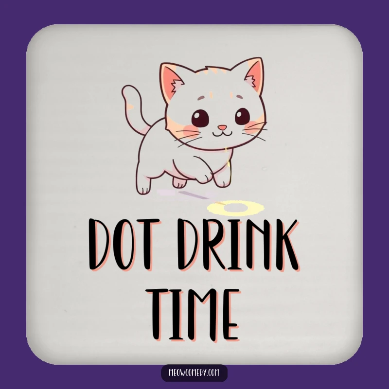 Funny Kawaii Cat Laser Dot Coaster: Playful Drink Protector, Hilarious Gift