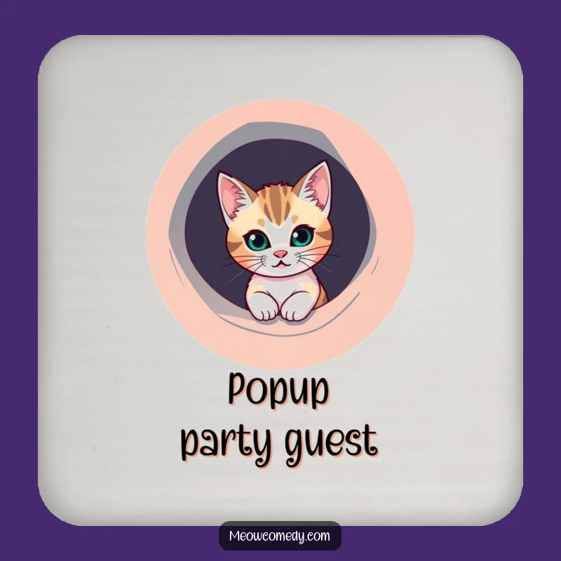 Funny Mischievous Cat Coaster - Protect Surfaces, Quirky Decor, Great Party Gift