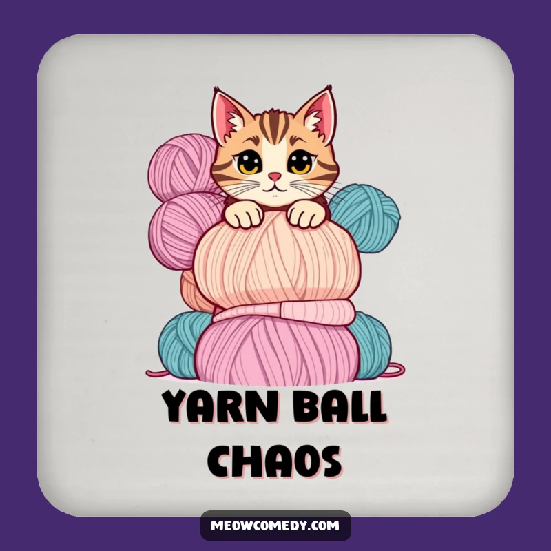 Funny Mischievous Cat Yarn Coaster Set: Protect Surfaces with Playful Humor