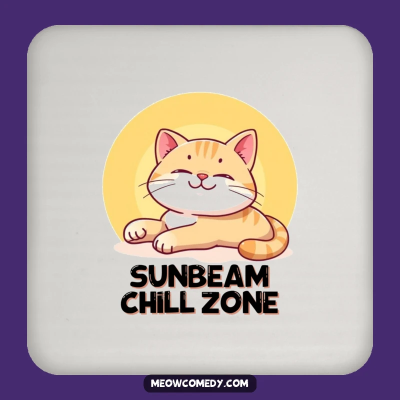 Funny Smiling Cat Drink Coaster - Protect Surfaces with Lazy Sunbeam Art