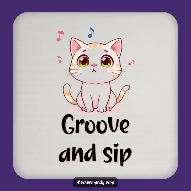 Funny Cat Coaster: Dancing Note Admirer - Protect Surfaces Gift!