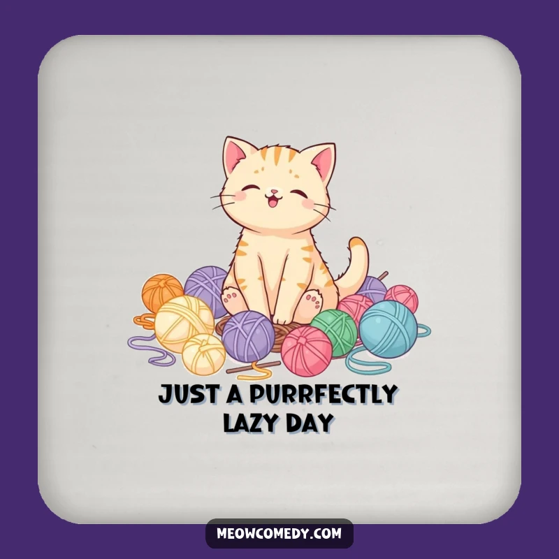 Funny Kawaii Cat Yarn Coaster Set, Protect Surfaces Gift