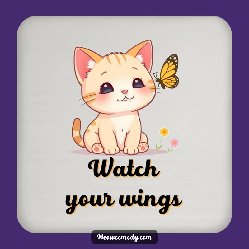 Funny Curious Cat Drink Coaster - Protect Surfaces with Perked Ears Art