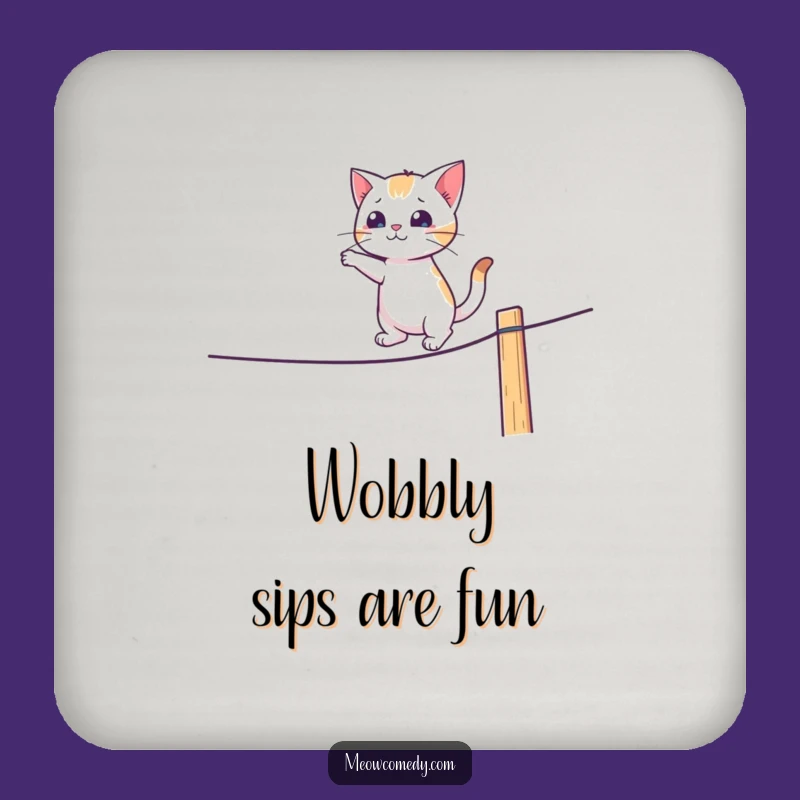 Funny Cat Tightrope Walker Coasters: Protect Surfaces with Humor