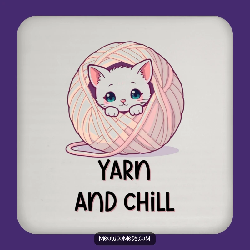 Funny Kawaii Cat Yarn Coaster: Cute Drink Protector, Hilarious Gift for Table Savers