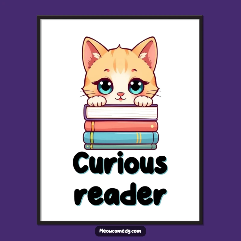 Funny Kawaii Cat Book Explorer Poster, Add Literary Charm to Walls
