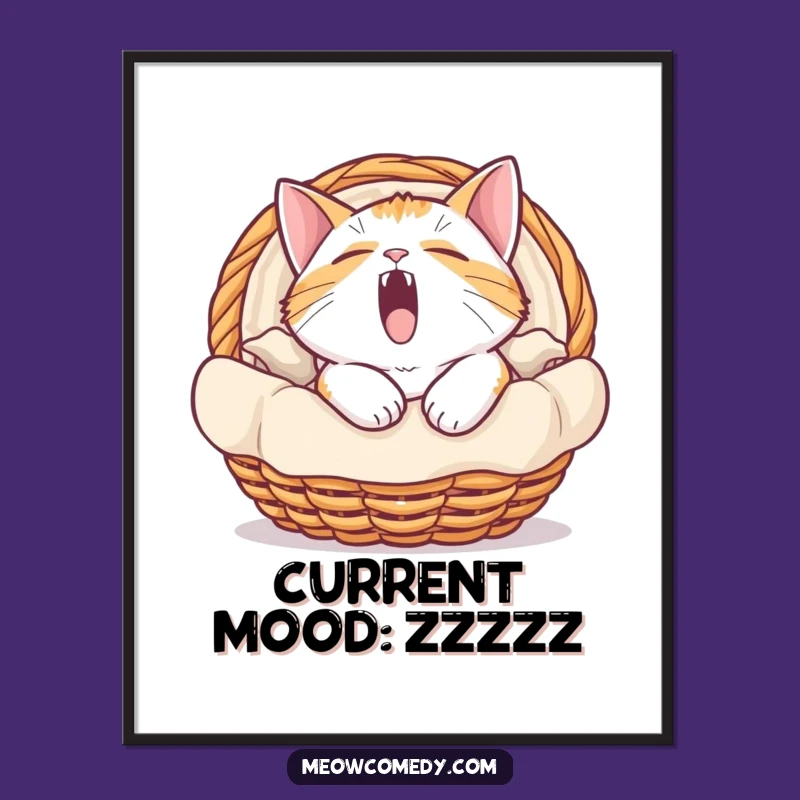 Funny Sleepy Cat Poster: Cozy Wall Art for a Humorous Home