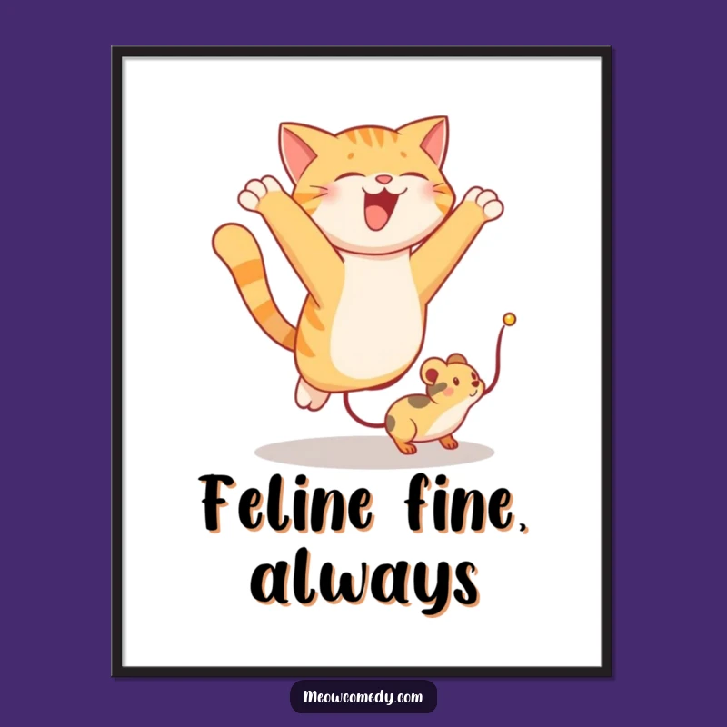 Funny Cat Leaping Poster: Hilarious Wall Art for Cat Lovers' Homes