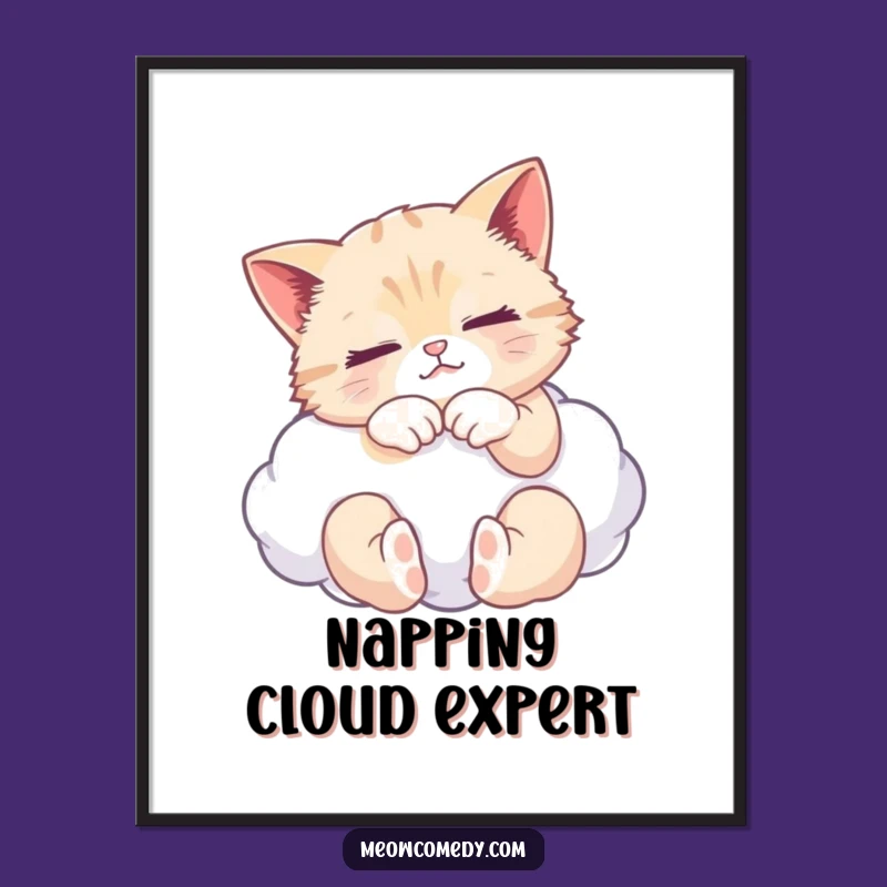 Funny Cat Kneading Cloud Poster: Bring Serene Feline Joy to Your Walls