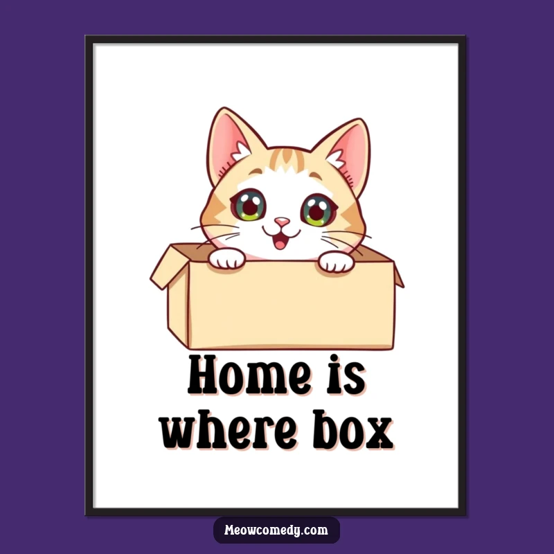 Funny Excited Cat Poster: Peek-a-Boo Box Art - Whimsical Decor