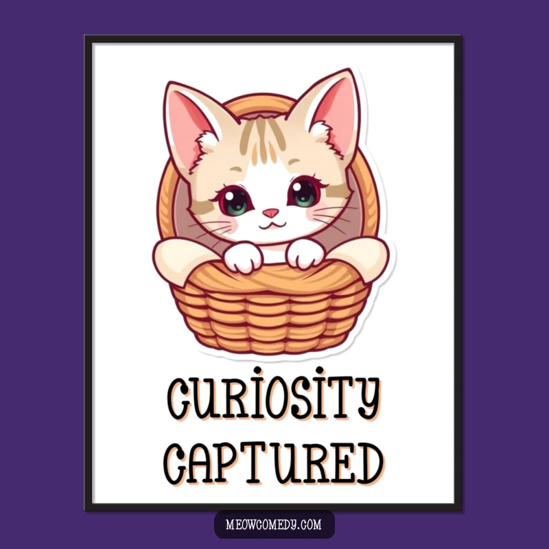 Funny Kawaii Cat Basket Poster - Cozy Wall Art, Cute Pet Gift Decor