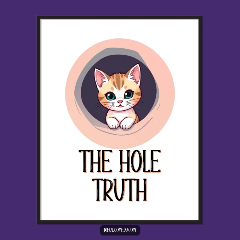 Funny Mischievous Cat Poster - Quirky Wall Art, Playful Decor, Great Gift