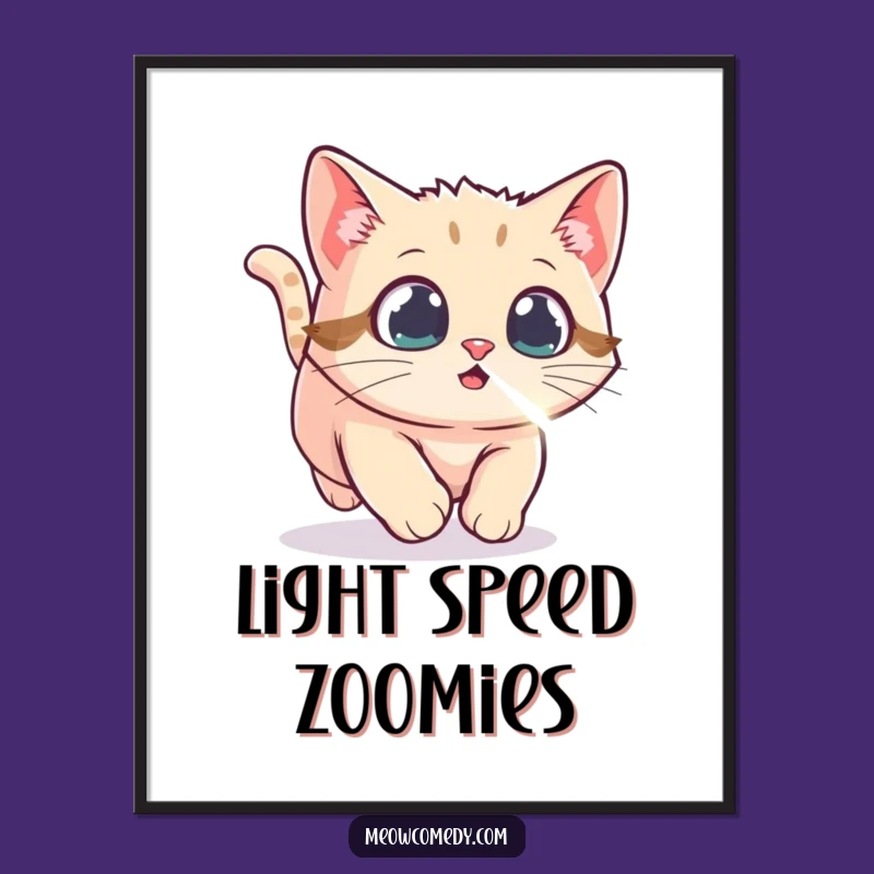 Funny Kawaii Cat Laser Dot Poster - Playful Wall Art, Cute Pet Gift Decor