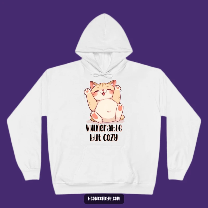 Cozy Funny Cat Hoodie: Happy Sighing Belly Up - Warm Gift!