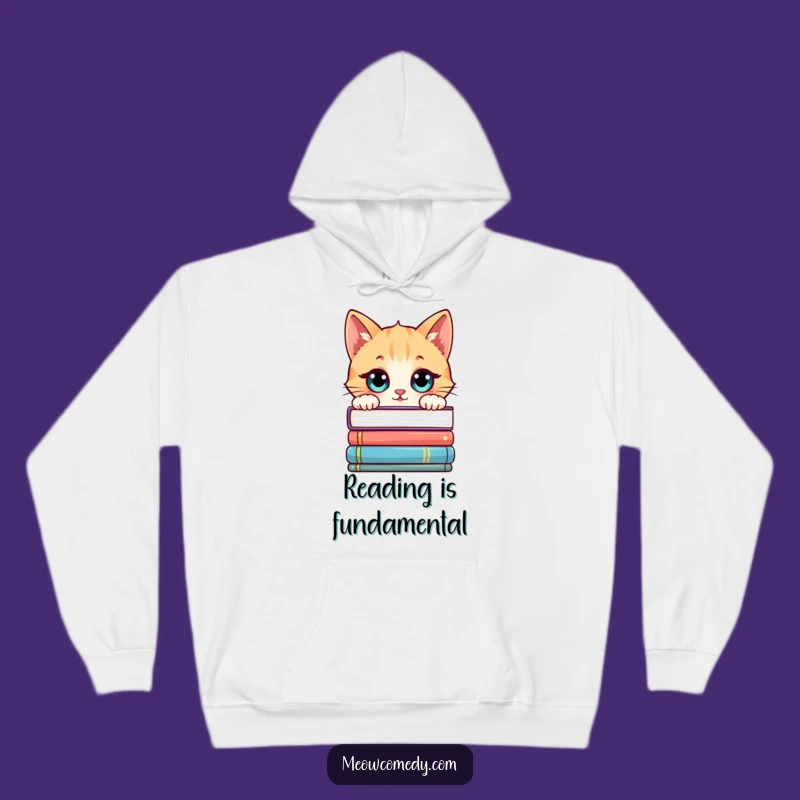 Funny Kawaii Cat Bookworm Hoodie, Cozy Up with Literary Humor