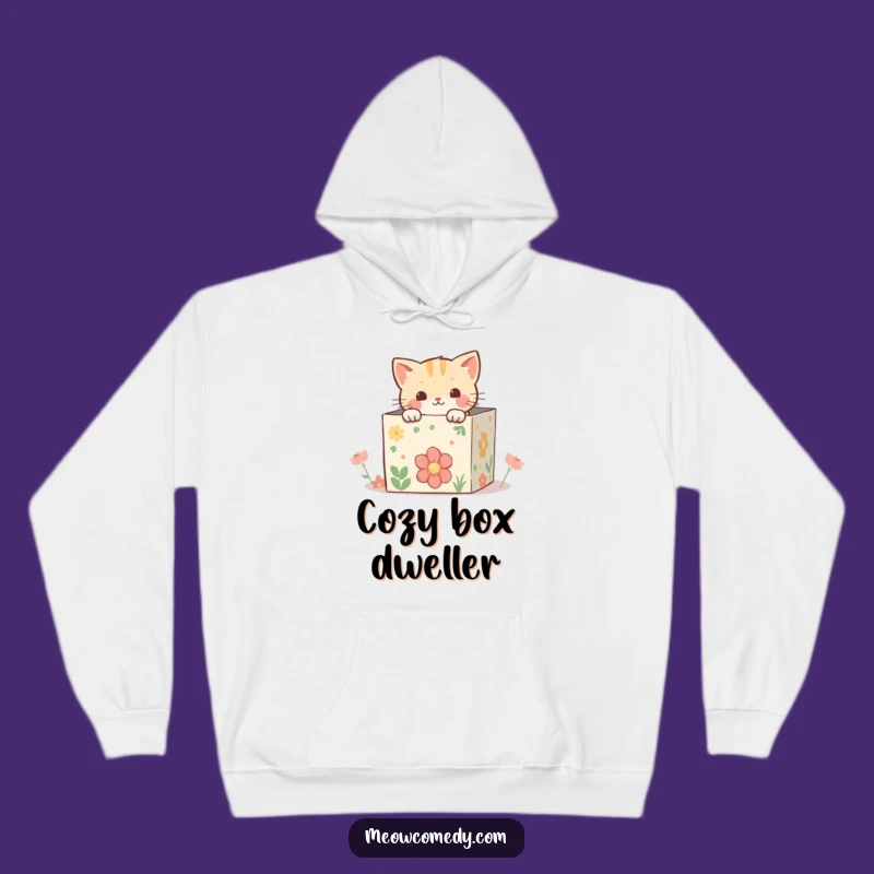 Funny Kawaii Cat Box Hoodie: Cozy Peek, Whimsical Gift