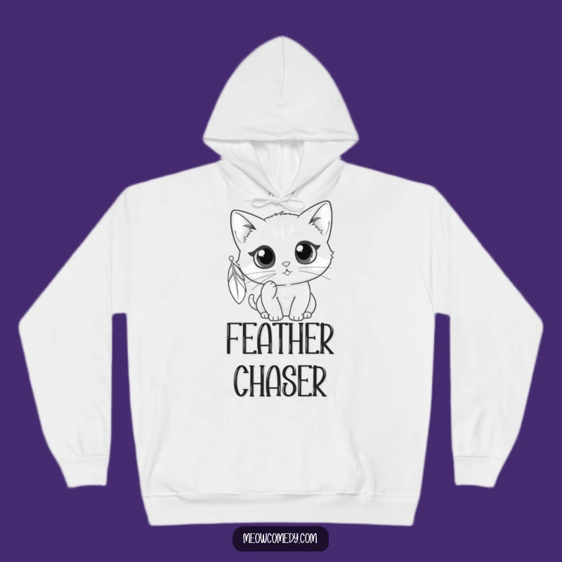 Funny Kawaii Cat Feather Hoodie: Cozy Curious Kitty Sweatshirt, Perfect Gift