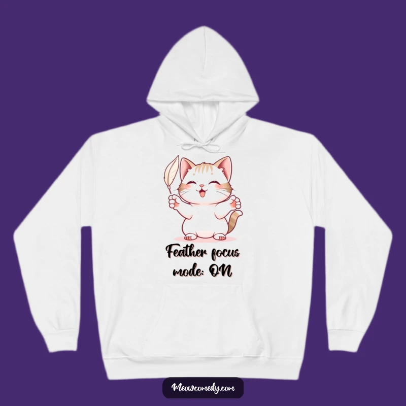 Funny Playful Cat Hoodie: Cozy Comfort with a Feather-Chasing Feline Friend