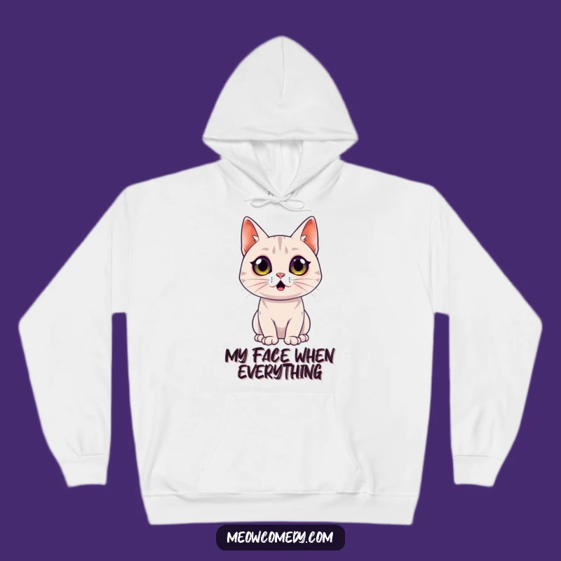 Funny Surprised Cat Hoodie: Cozy Wide-Eyed Feline Reaction Gift