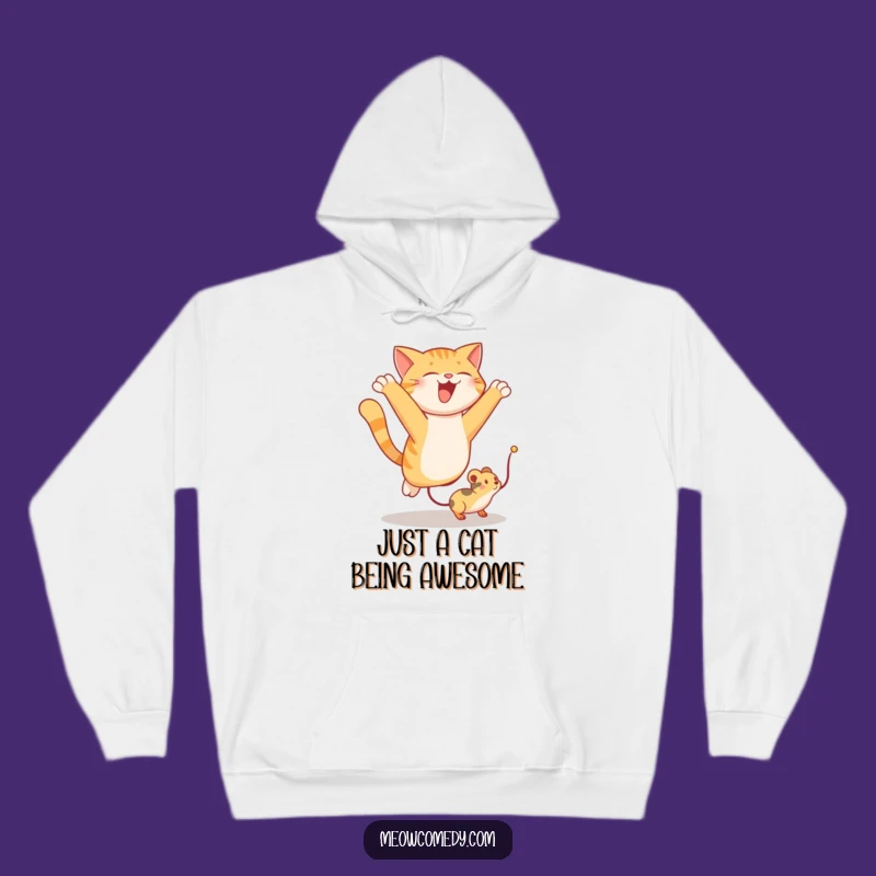 Funny Cat Leaping Hoodie: Cozy and Hilarious Gift for Playful Souls