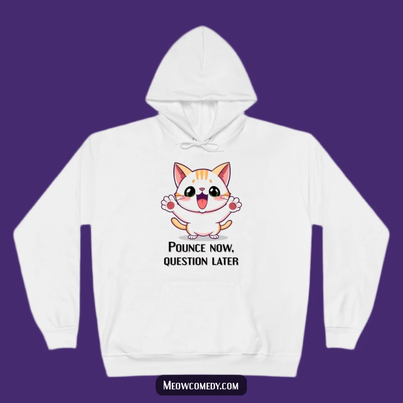 Funny Excited Cat Pounce Hoodie: Cozy and Comical Playful Wear