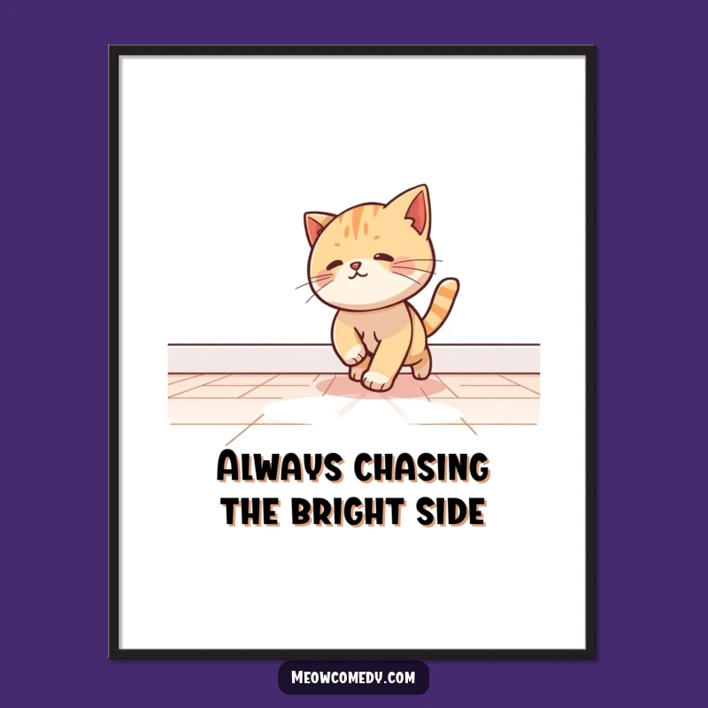 Funny Free Printable Wall Art: Playful Cat Light Chase! Whimsical Downloadable Decor for Cat Fans.