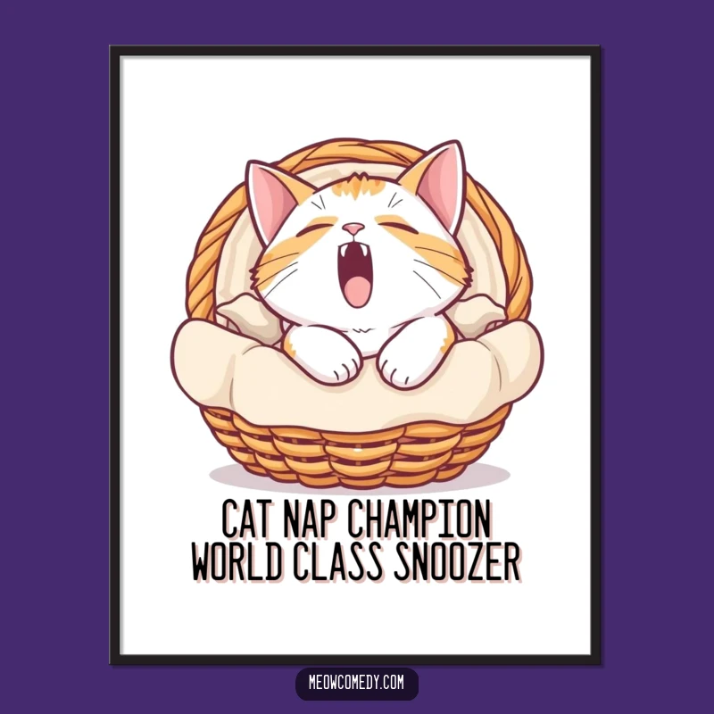 Free Printable Wall Art: Sleepy Cat Yawn - Cozy Funny Downloadable Decor