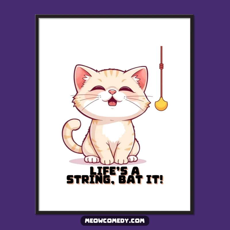 Funny Free Printable Cat Wall Art: Playful Toy - Quirky Downloadable Decor